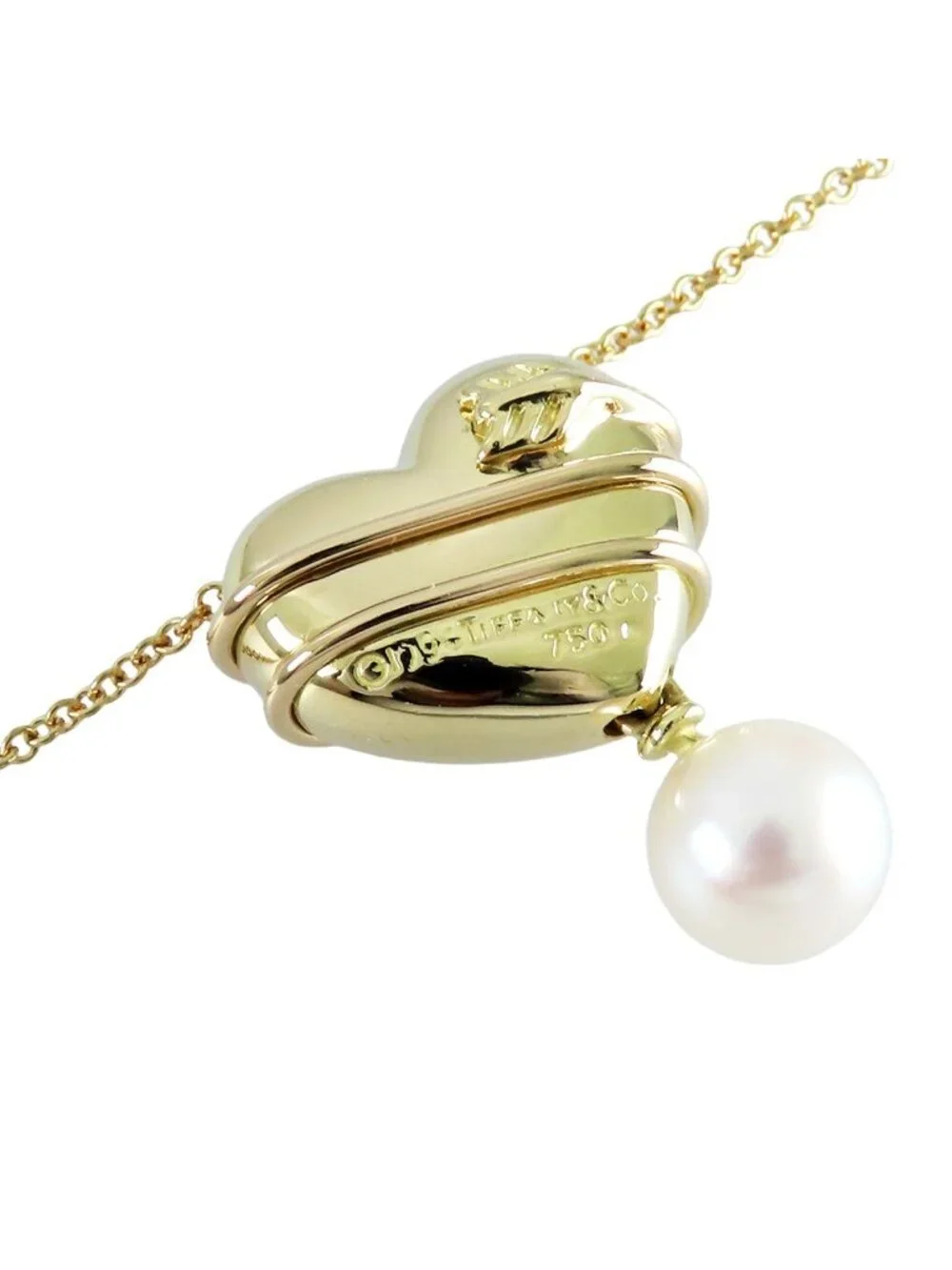 Tiffany & Co Heart Arrow Necklace Yellow Gold 18k Akoya Pearl Pendant